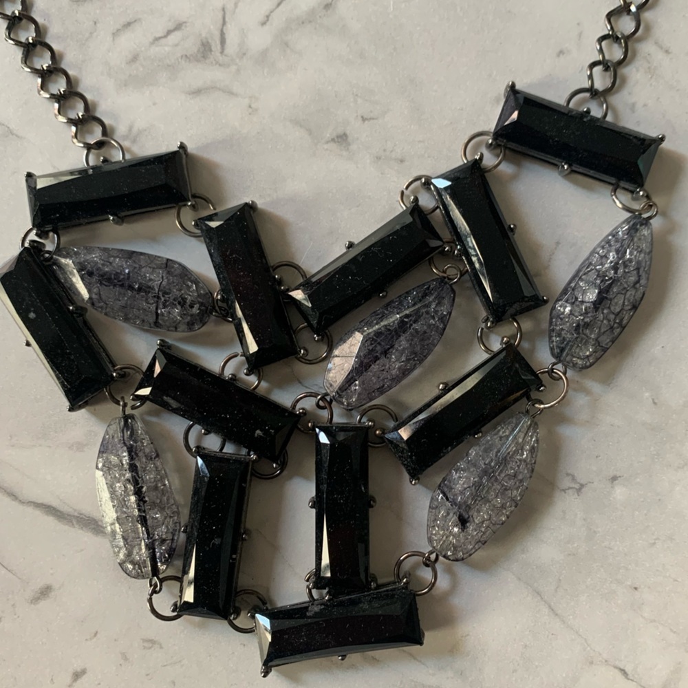 New York & Company Womens Adjustable Black and Silver Beaded Statement Necklace - Picture 6 of 8
